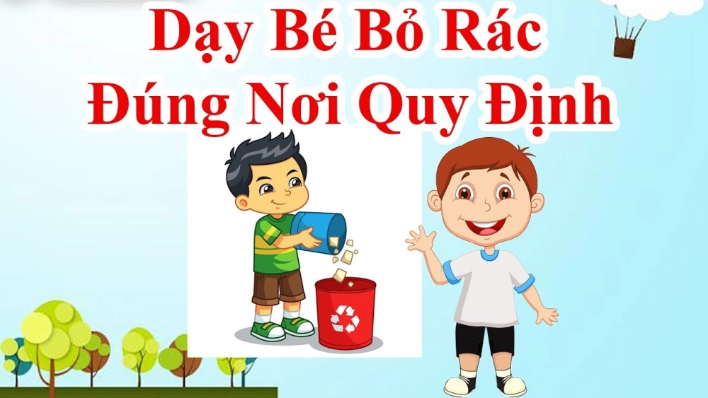 Hình ảnh Dạy trẻ vứt rác đúng chỗ