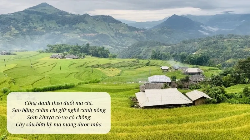 Công danh theo đuổi mà chi, Sao bằng chăm chỉ giữ nghề canh nông.
