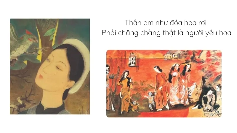 Thân em như đóa hoa rơi Phải chăng chàng thật là người yêu hoa