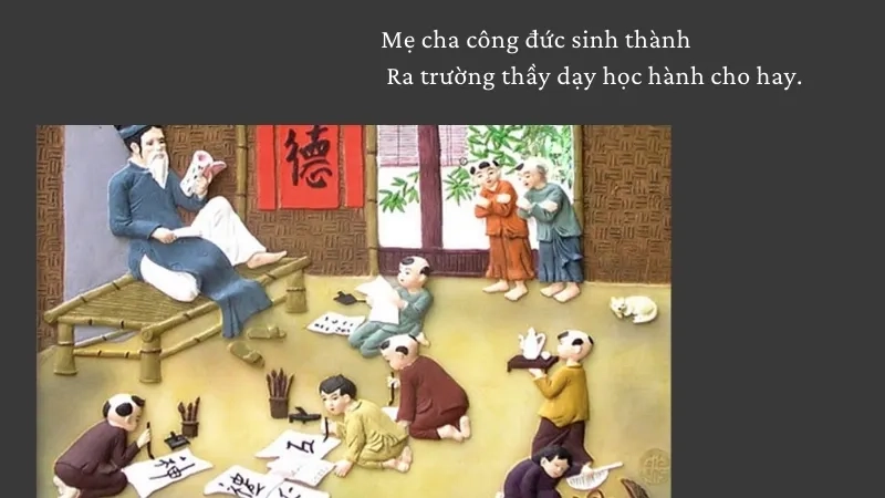 Mẹ cha công đức sinh thành Ra trường thầy dạy học hành cho hay