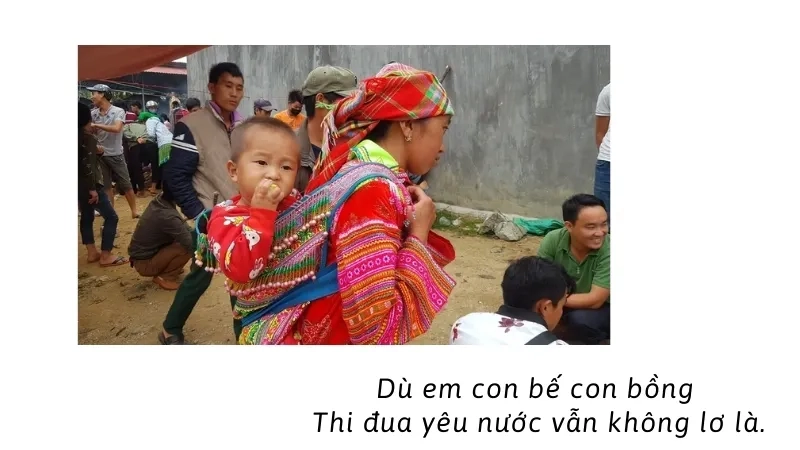 Dù em con bế con bồng Thi đua yêu nước vẫn không lơ là