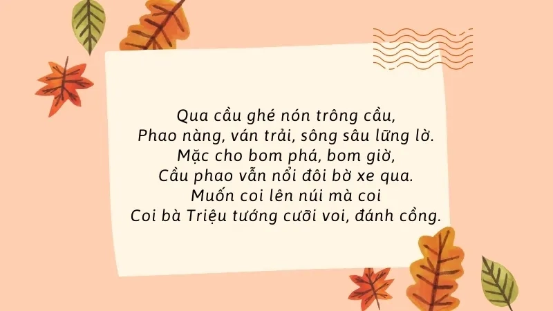 Qua cầu ghé nón trông cầu, Phao nàng, ván trải, sông sâu lững lờ
