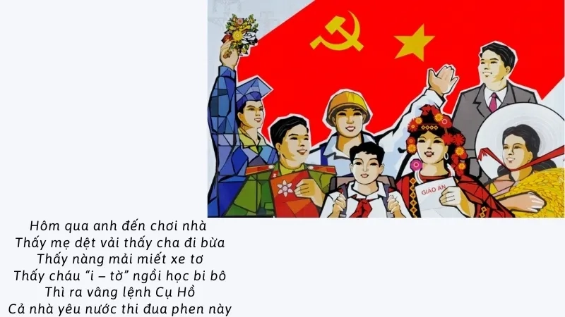 Hôm qua anh đến chơi nhà Thấy mẹ dệt vải thấy cha đi bừa