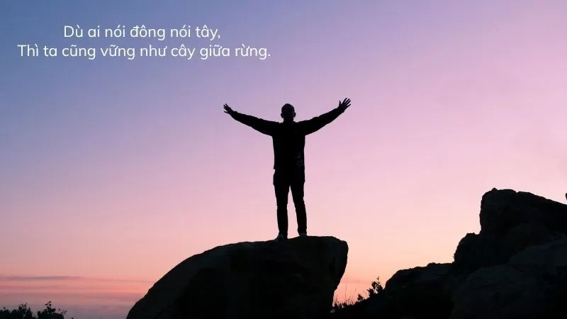 Dù ai nói đông nói tây, Thì ta cũng vững như cây giữa rừng