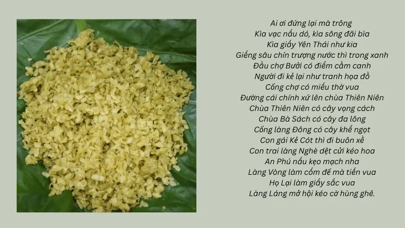 Ai ơi đứng lại mà trông Kìa vạc nấu dó, kìa sông đãi bìa