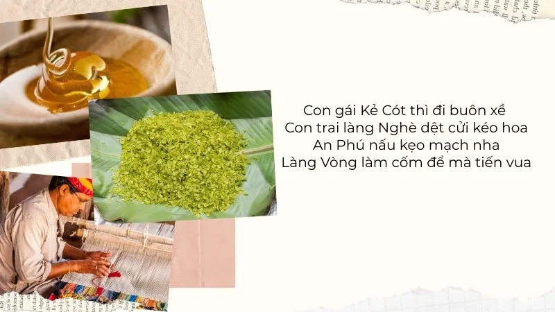 Con gái Kẻ Cót thì đi buôn xề Con trai làng Nghè dệt cửi kéo hoa