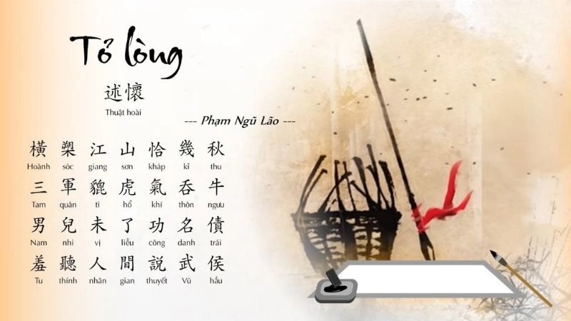Bài thơ Tỏ lòng của Phạm Ngũ Lão thể hiện khí phách anh hùng và lý tưởng lớn lao