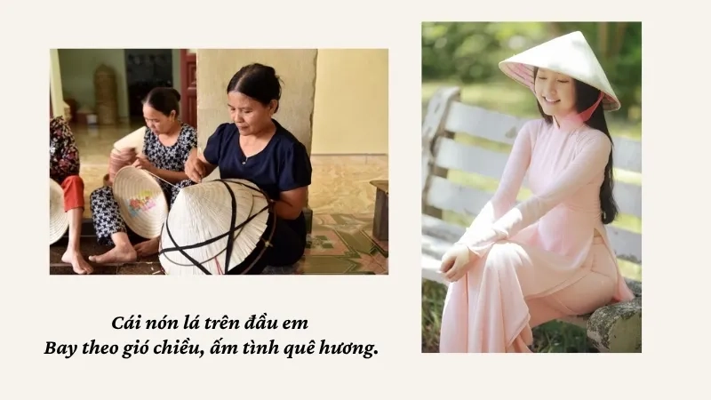 Cái nón lá trên đầu em Bay theo gió chiều, ấm tình quê hương
