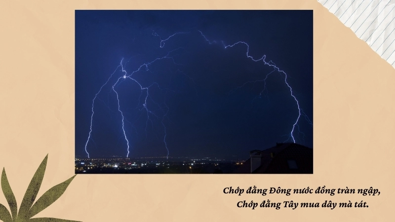 Chớp đằng Đông nước đồng tràn ngập, Chớp đằng Tây mua dây mà tát.