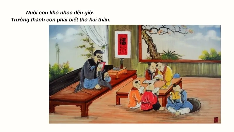 Nuôi con khó nhọc đến giờ, Trưởng thành con phải biết thờ hai thân
